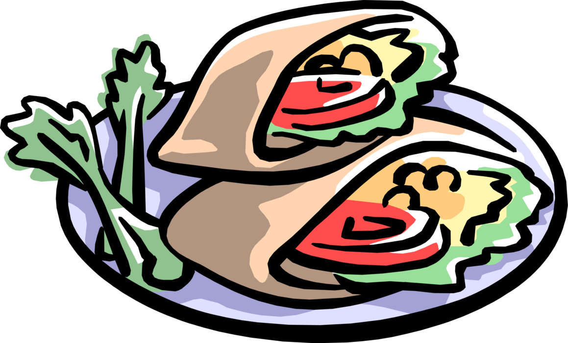 Vector Illustration Of Pita Pocket Flatbread Sandwiches - Pita Bread Clip Art - Png Download (1159x700), Png Download