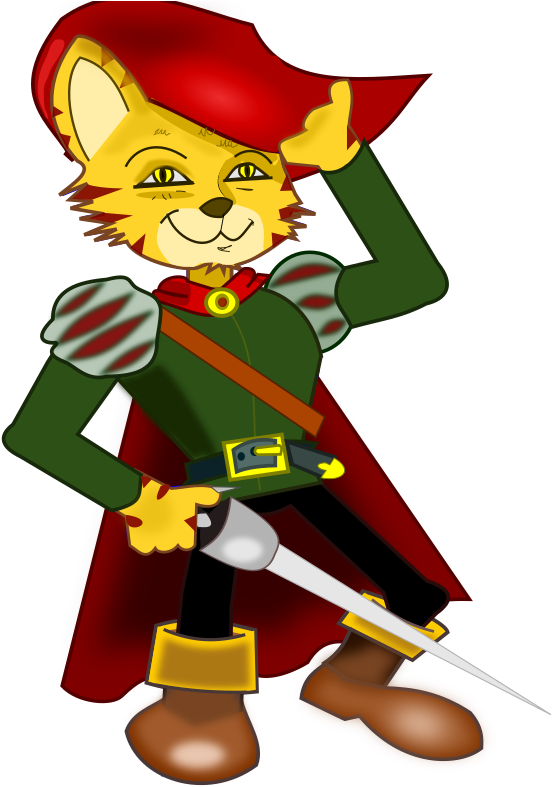 Puss In Boots Clipart Sword - Cat With Boots Cartoon - Png Download (496x720), Png Download