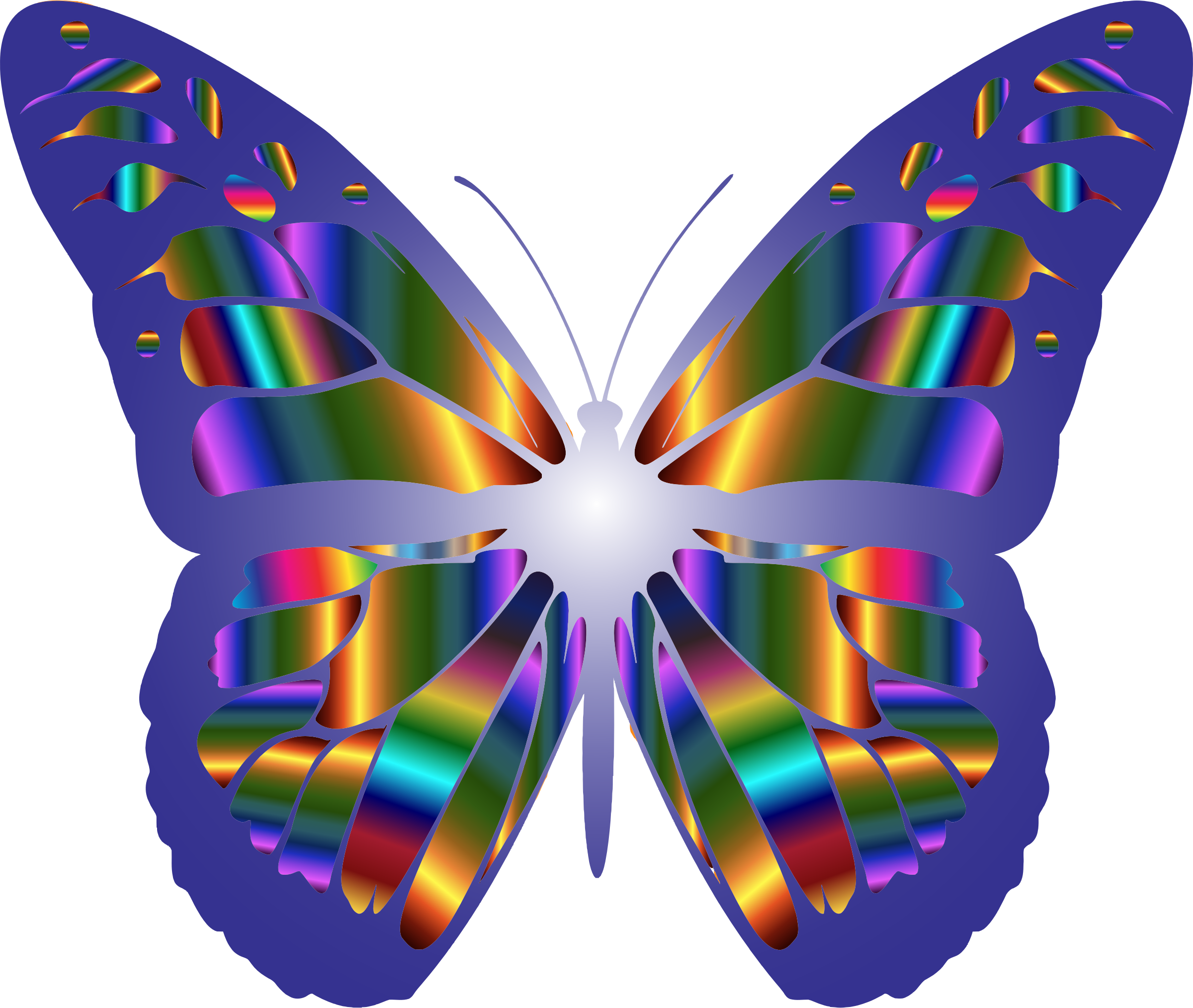Big Image - Iridescent Butterfly Png Clipart (2400x2028), Png Download