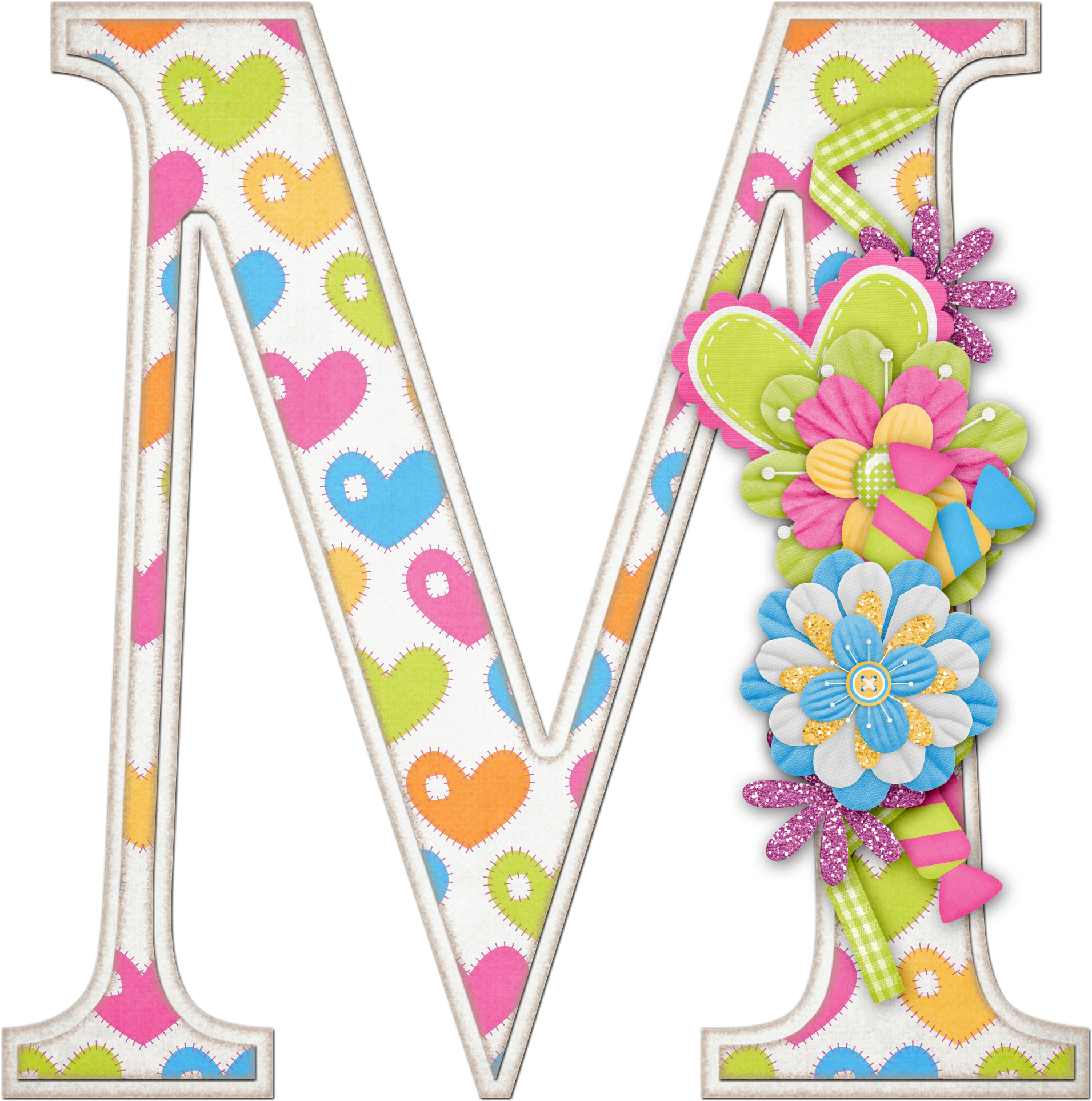 Alfabeto Colores Y Flores - Letra M Com Flores Clipart (2000x2000), Png Download