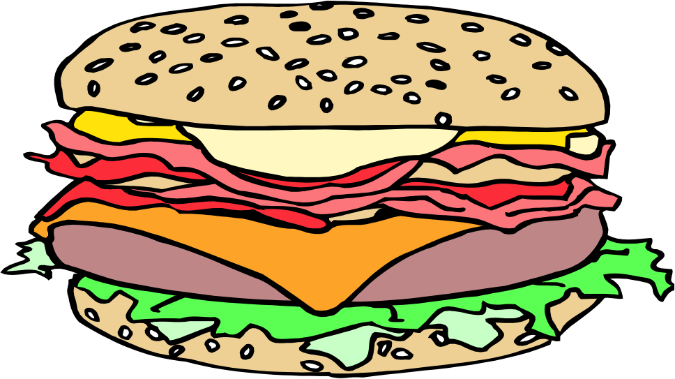 Cheese Burger Clip Art Vector - Sesam Clipart - Png Download (968x543), Png Download