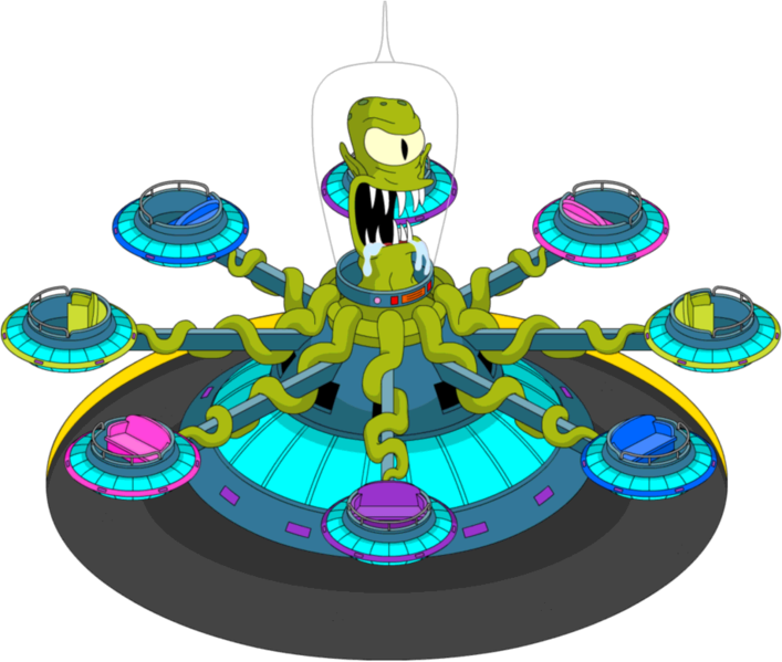 Kang's Center Dome Tapped Out - Kang And Kodos Twirl N Hurl Clipart (707x599), Png Download