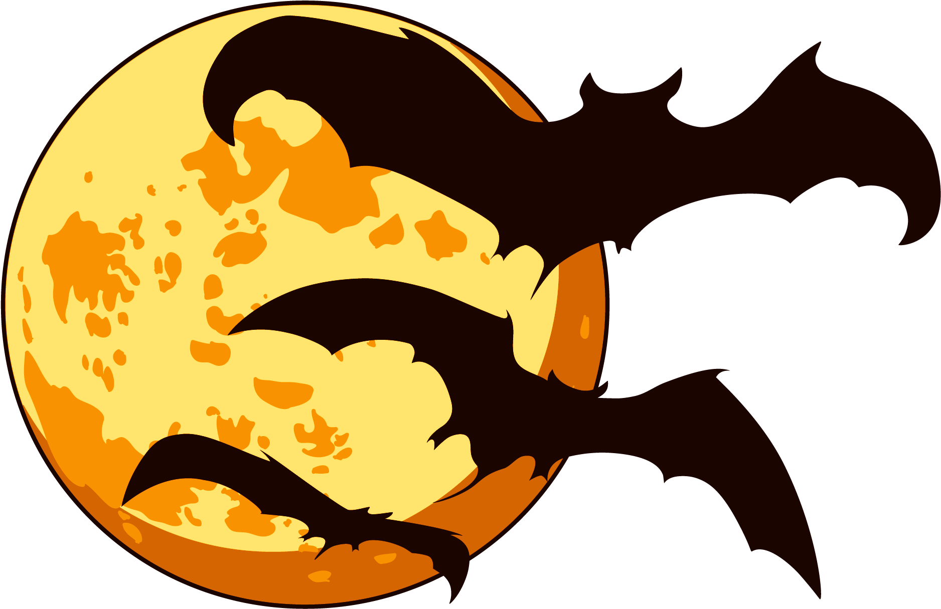 Orange Moon And Bats Halloween - Halloween Clipart Png Transparent Png (2002x1339), Png Download