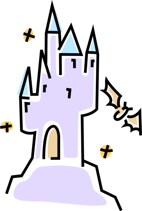 Vector Illustration Of Halloween Haunted House Castle Clipart (472x700), Png Download
