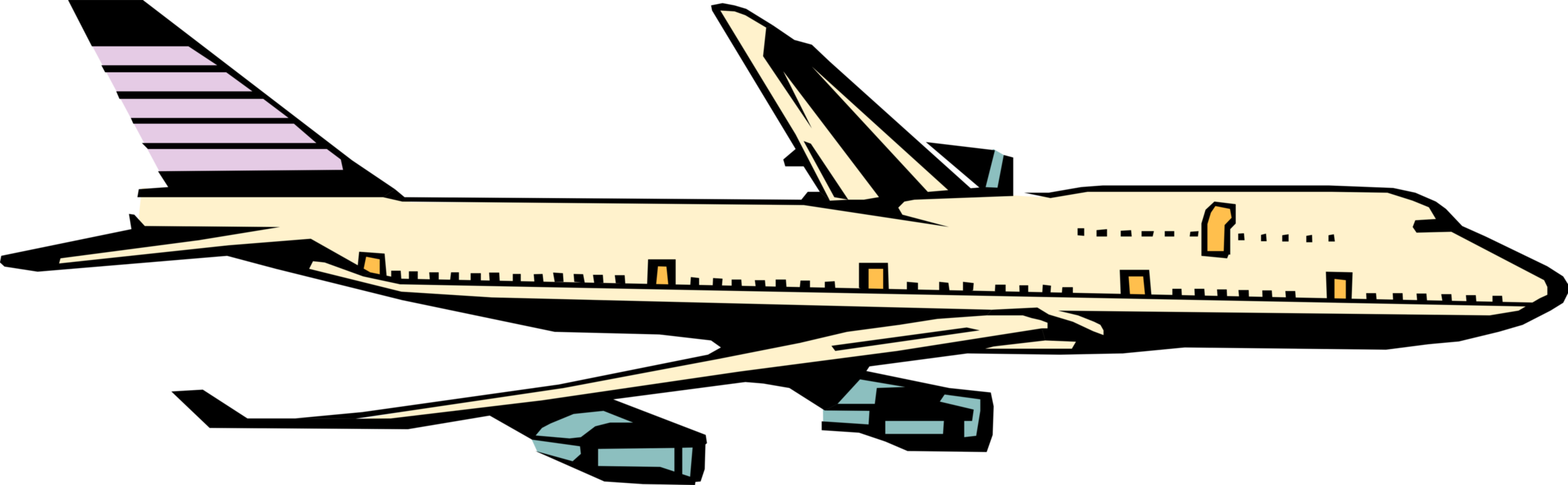 Aircraft Clipart Jumbo Jet - Airplane - Png Download (2264x700), Png Download