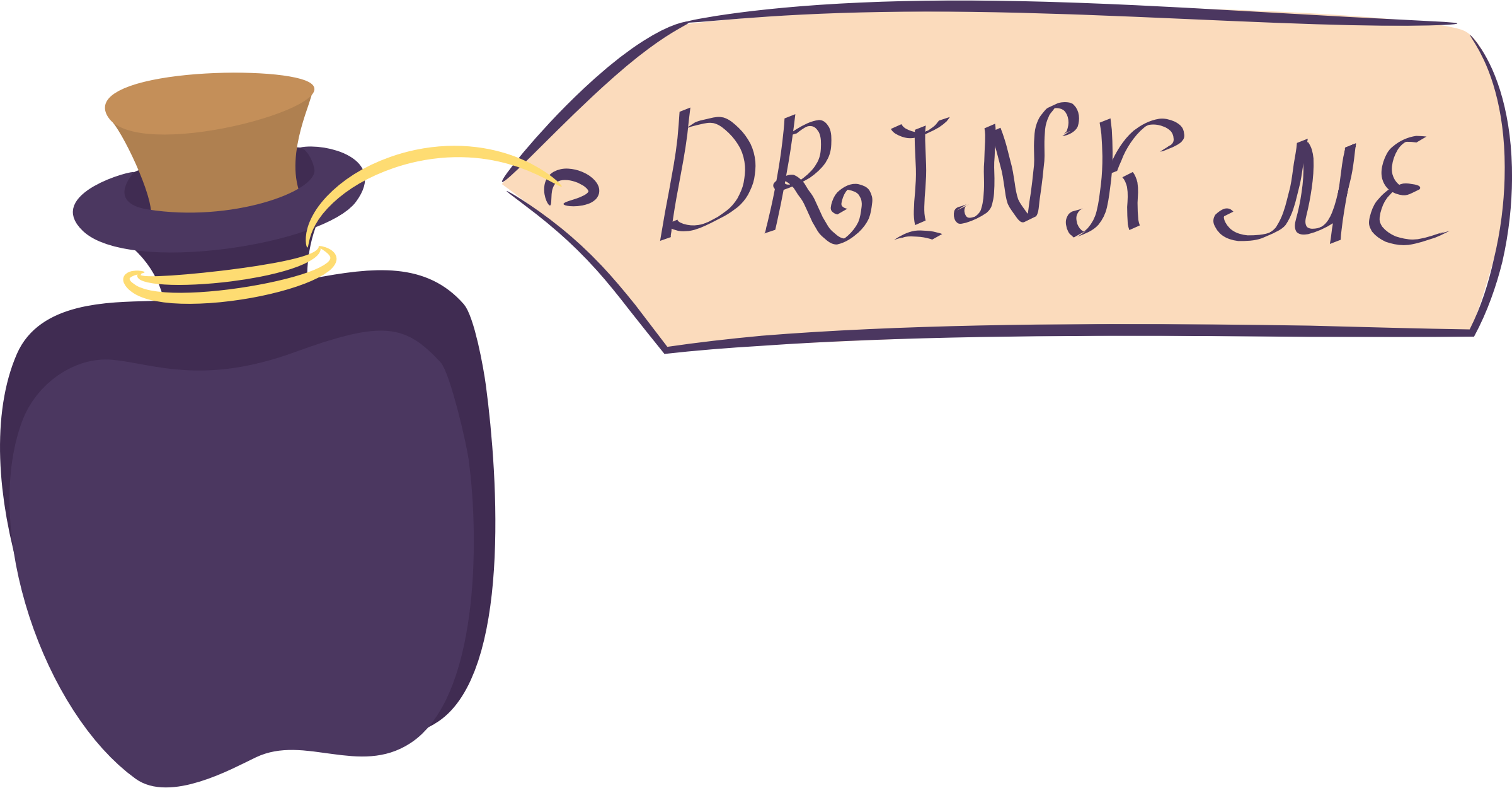 Clipart - Alice In Wonderland Drink Me Clip Art - Png Download (2400x1250), Png Download