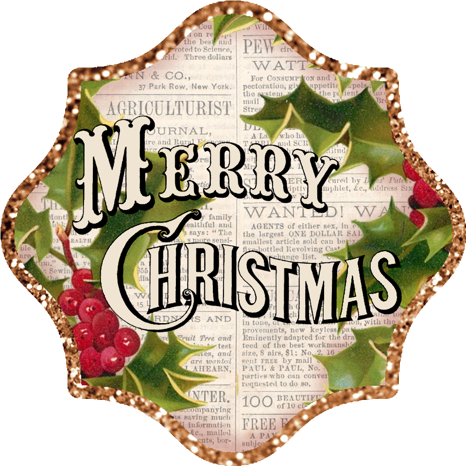 //lilac N Lavender - Vintage Merry Christmas Clip Art - Png Download (1008x1016), Png Download