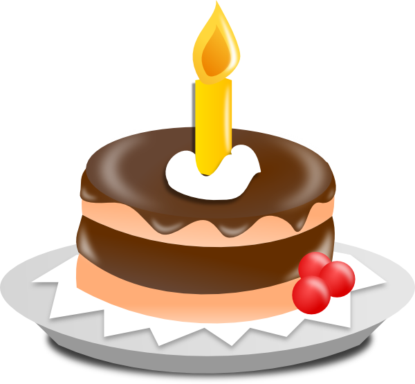 Birthday Cake Clip Art Microsoft - One Candle Birthday Cake - Png Download (600x555), Png Download