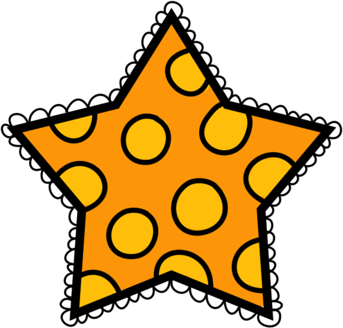 Cute Clipart, Printable Designs, Cartoon Kids, Clip - Orange Polka Dot Star - Png Download (1444x1430), Png Download