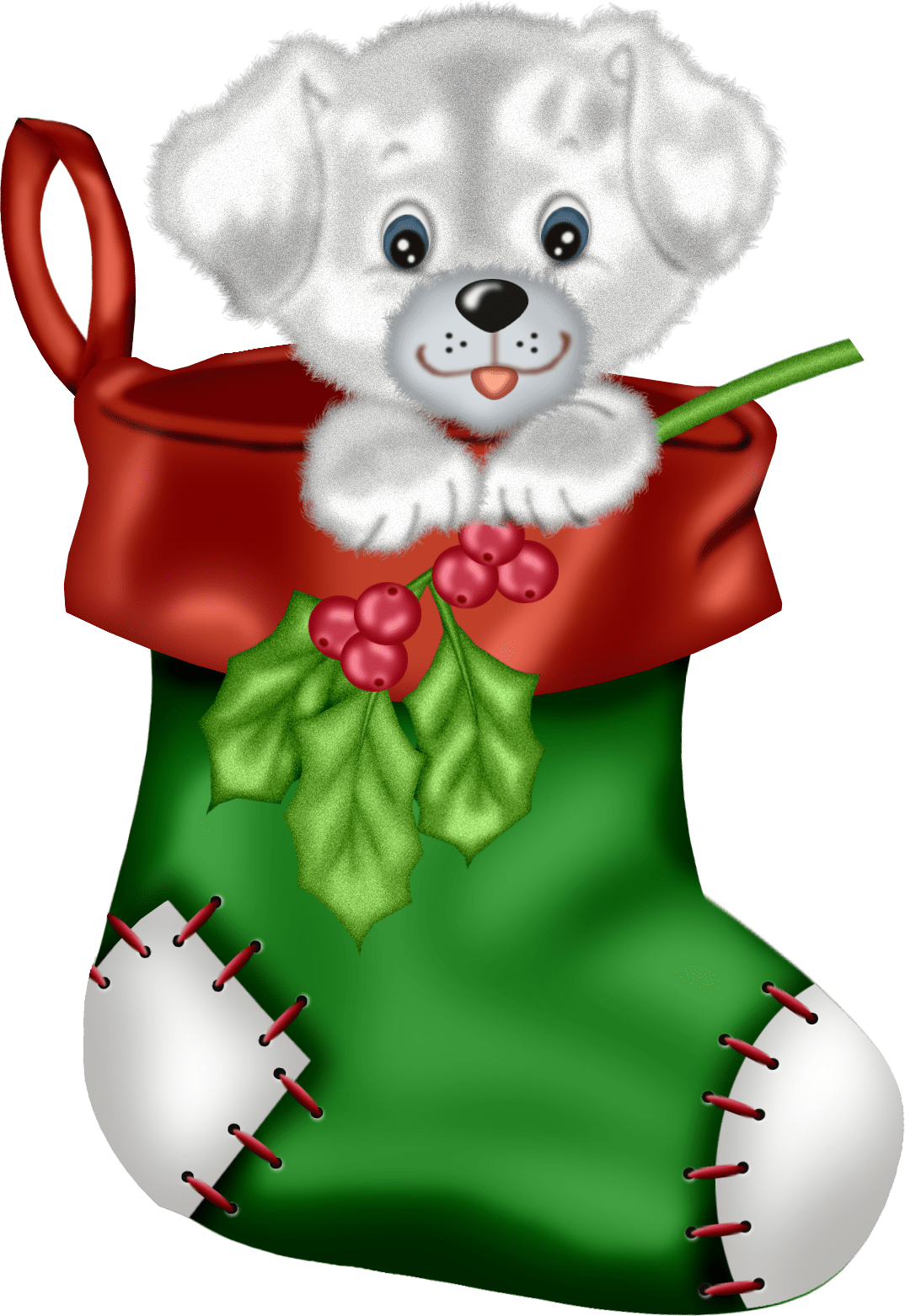 Clipart Christmas Stocking Merry Christmas And Happy - Cute Christmas Puppy Clipart - Png Download (1074x1562), Png Download