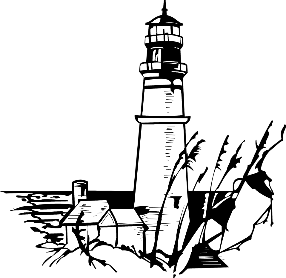 Lighhouse Clipart House - Black And White Lighthouse Art - Png Download (958x930), Png Download