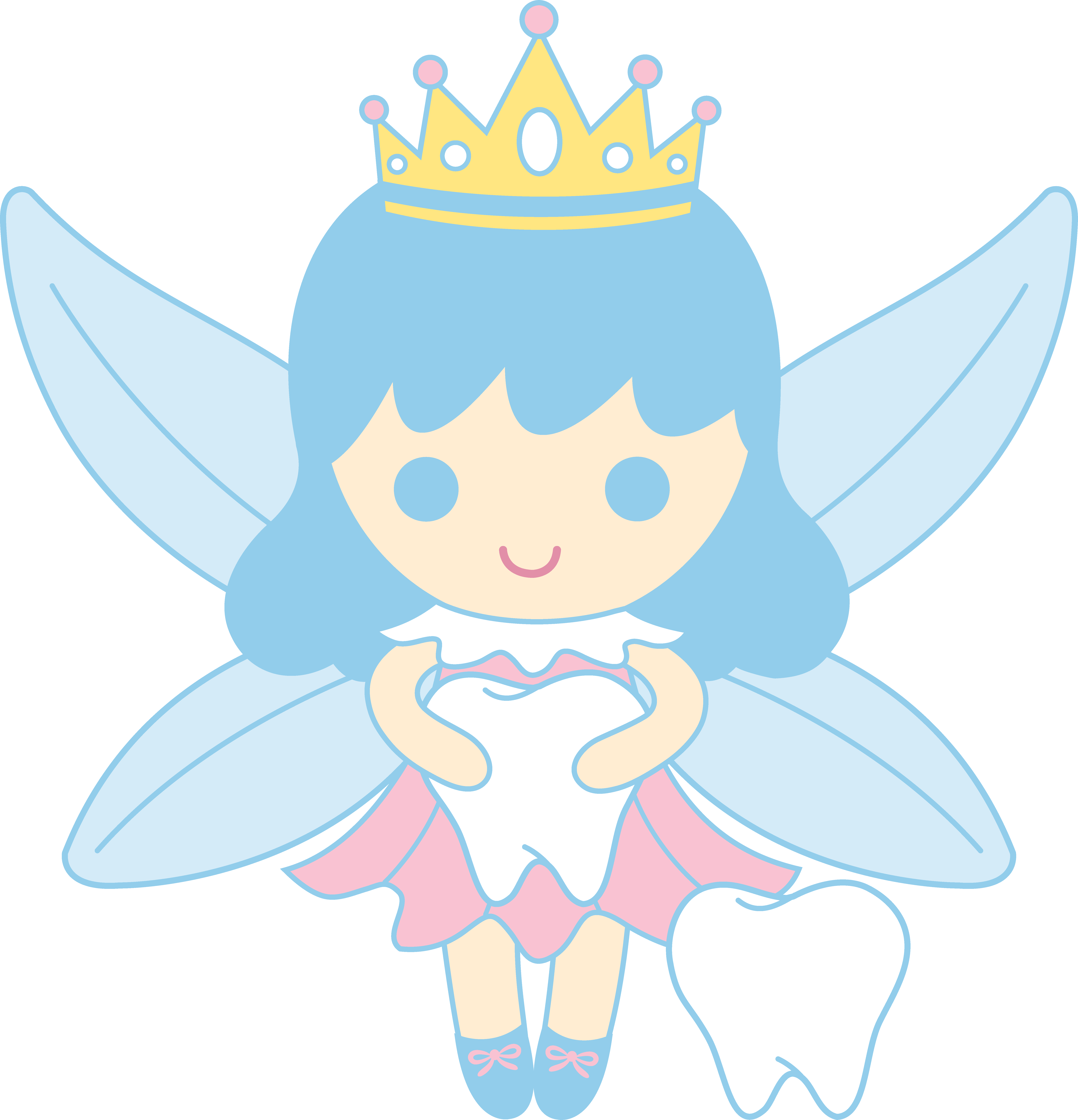 Cute Tooth Fairy Collecting Teeth Free Clip Art - Draw A Tooth Fairy - Png Download (6733x6997), Png Download
