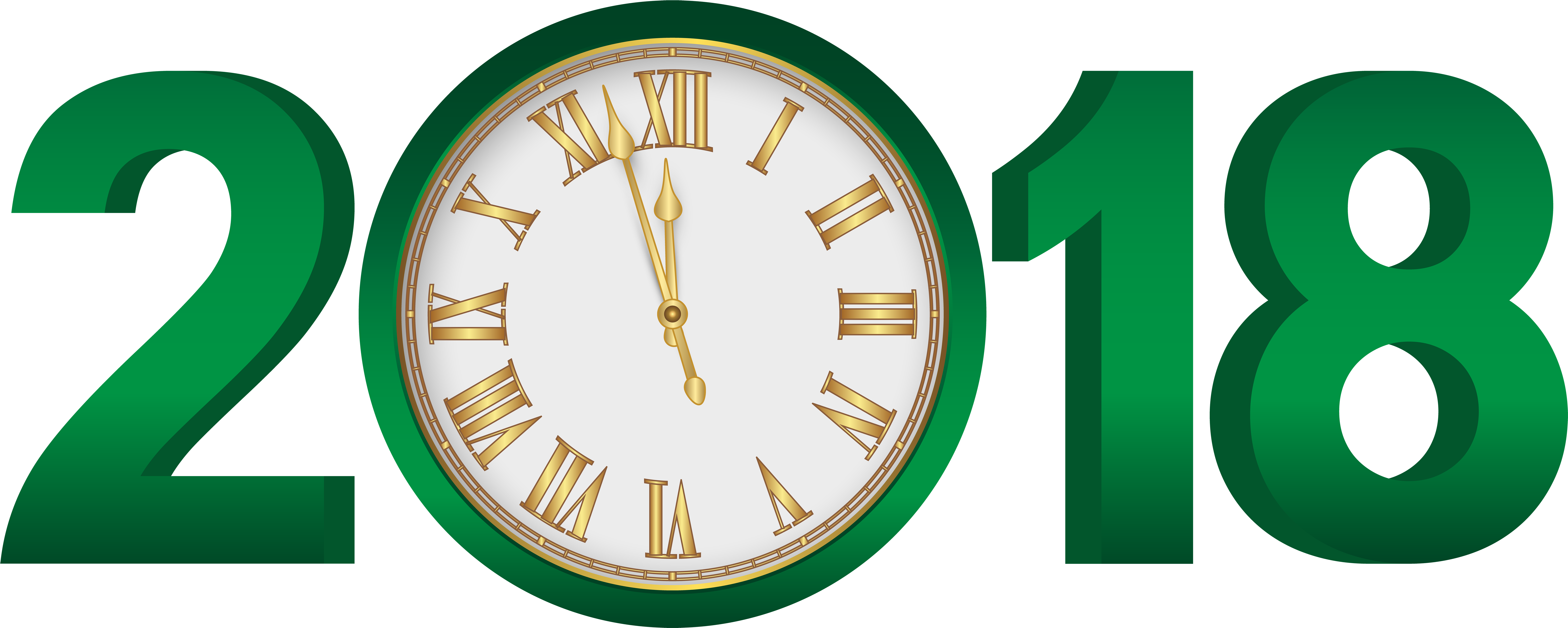 2018 Clock Transparent Background Clipart (8000x3247), Png Download