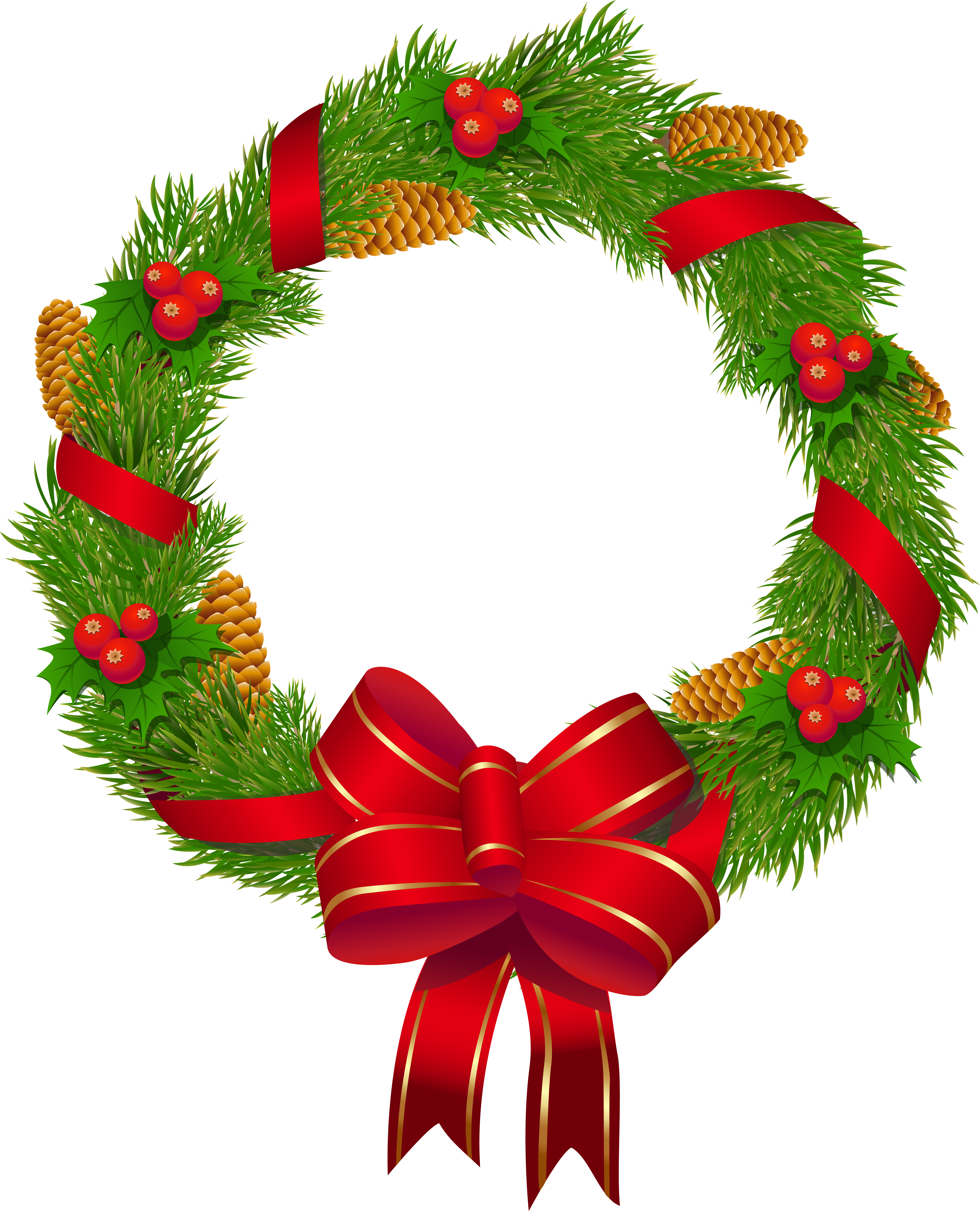 Pinart Christmas Pine Wreath Clipart Wreath Clipart - Christmas Pine Wreath Transparent - Png Download (5145x6355), Png Download
