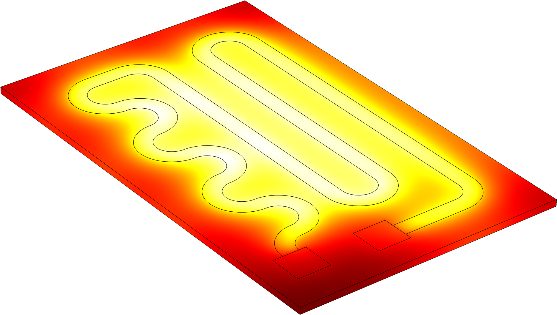 Model Showing Temperature Distribution In A Heating - Comsol Joule Heating Clipart (1920x1113), Png Download