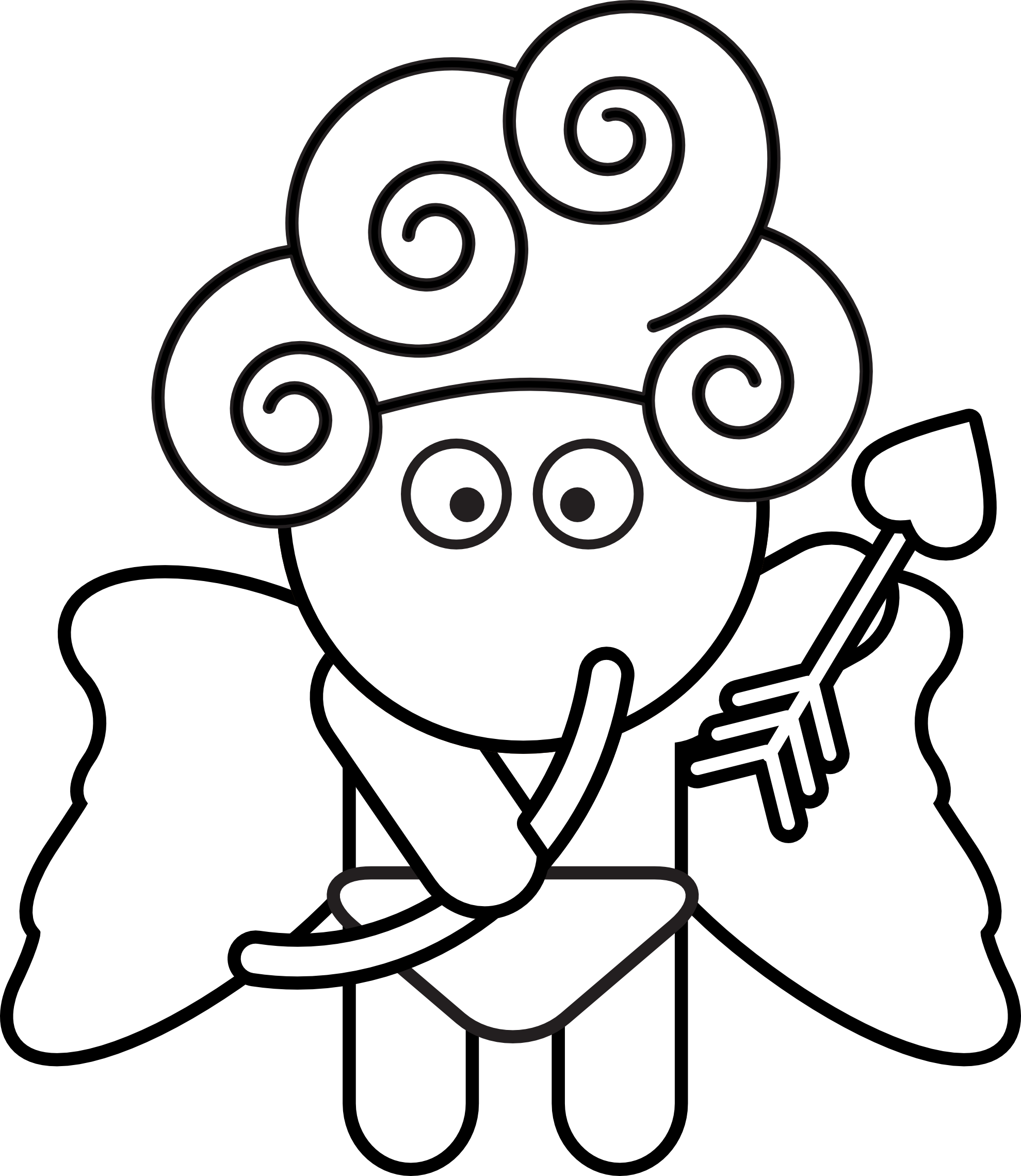 Studiofibonacci Cupid Black White Line Art 555px - Cupid Clip Art - Png Download (555x639), Png Download