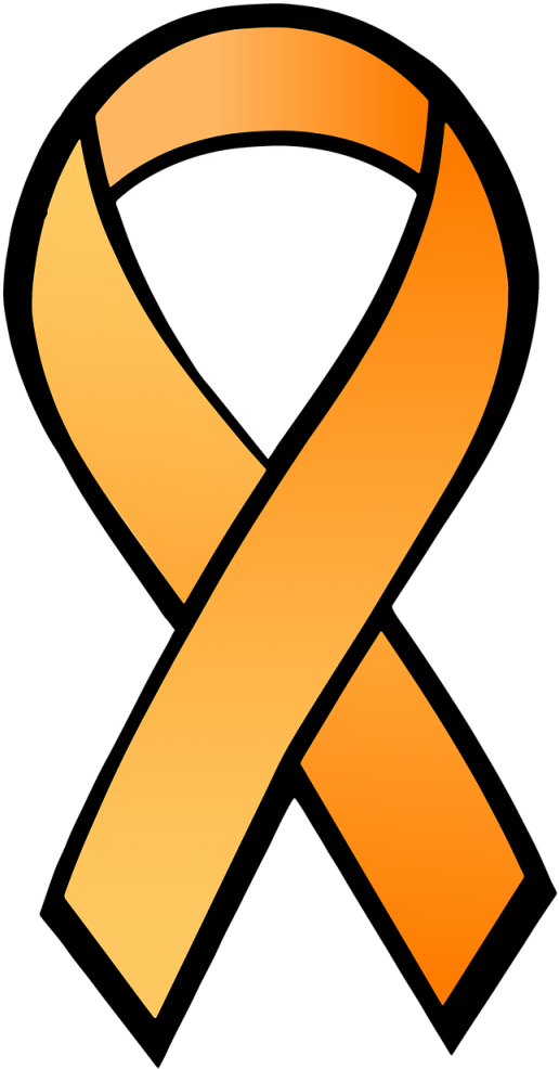 Ribbon,satin,orange - Ovarian Cancer Ribbon Clipart (500x701), Png Download