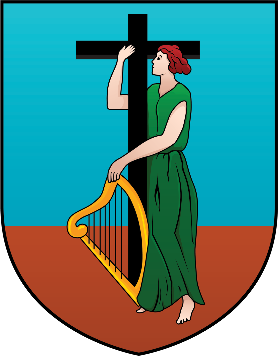Official Lady And The Harp High Resolution - Montserrat Coat Of Arms Clipart (1187x1500), Png Download