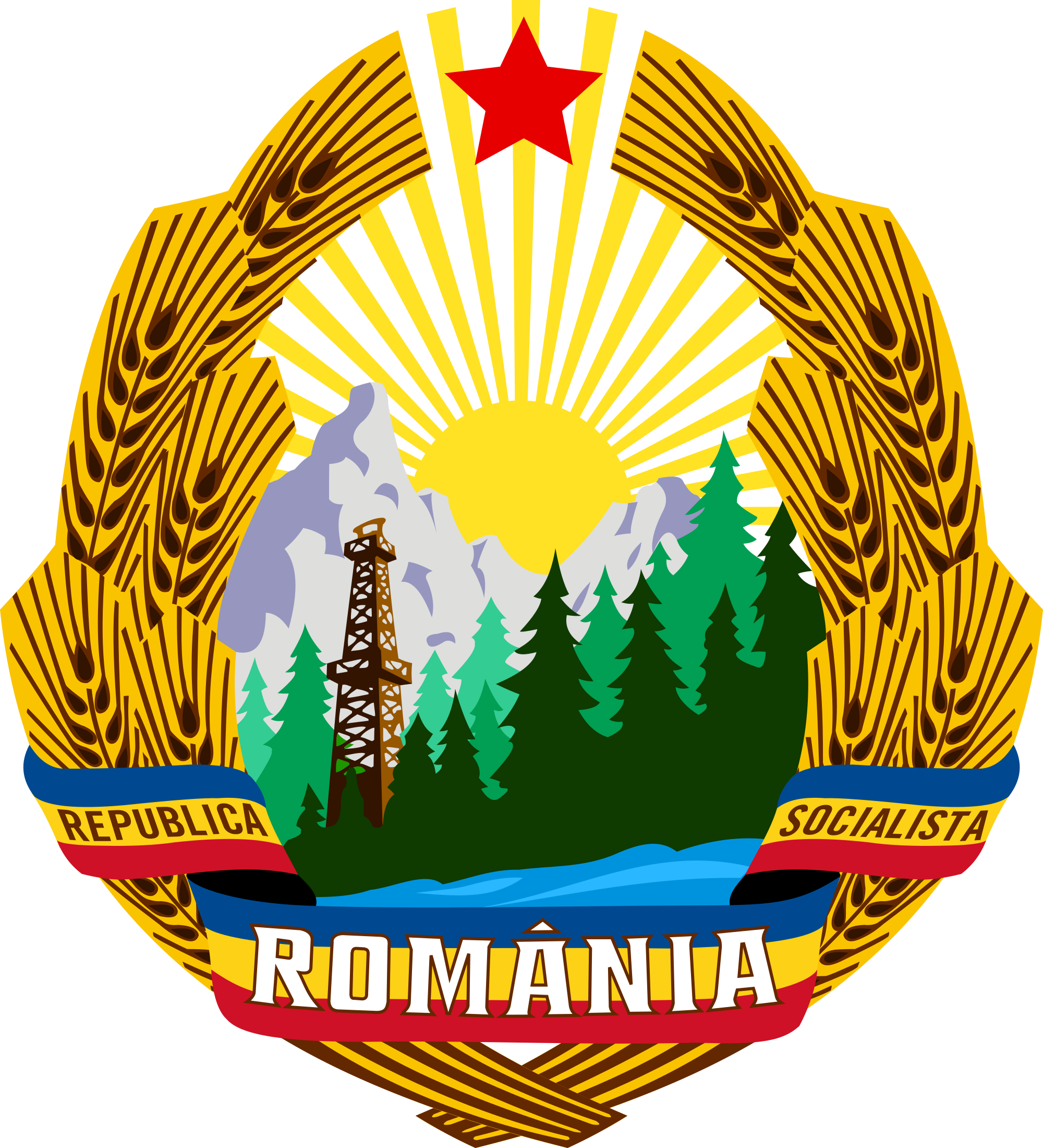 United Soviet Socialist Republics Flag Clipart Arms - Communist Romania Coat Of Arms - Png Download (640x704), Png Download