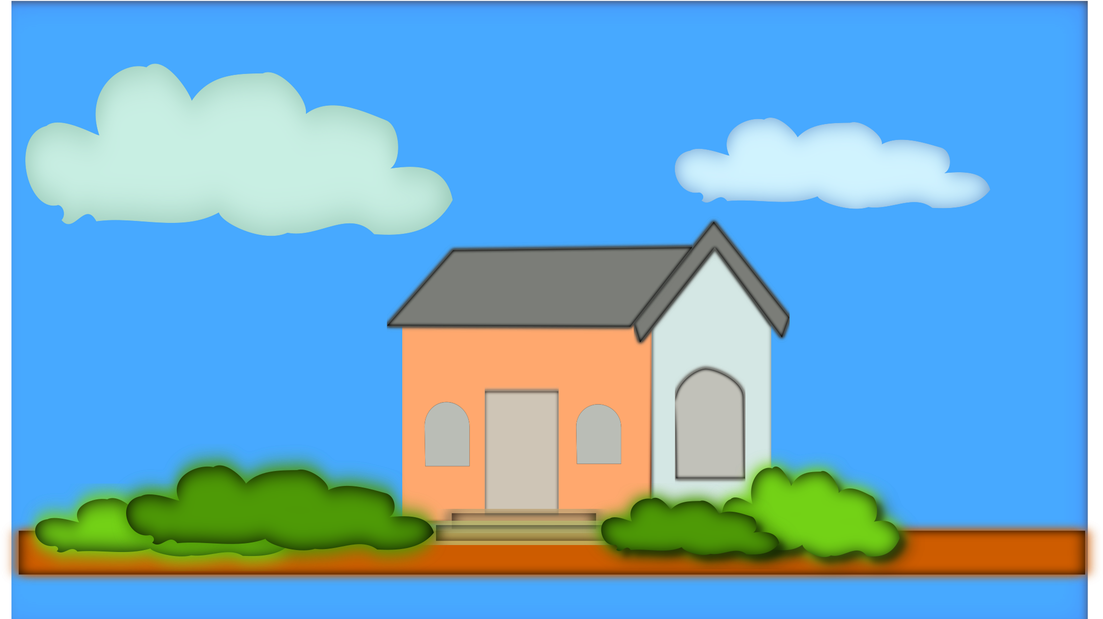 Villa Clipart Country Home - صورة منظر طبيعي مرسوم - Png Download (2400x1333), Png Download