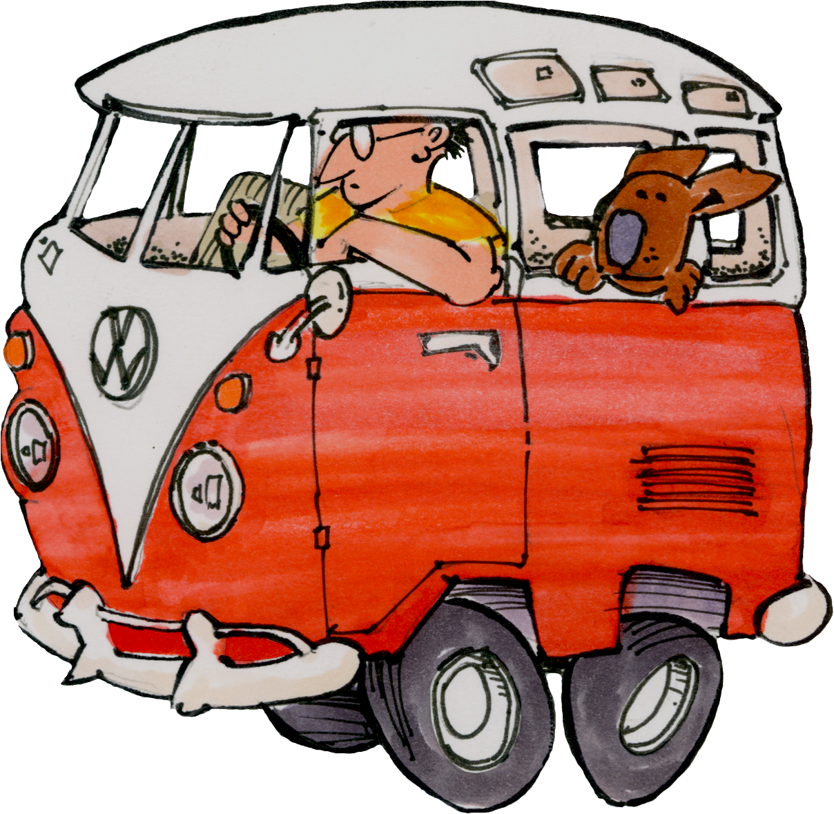 Series Of Vw Bus Sketches - Volkswagen Type 2 Clipart (1254x1224), Png Download