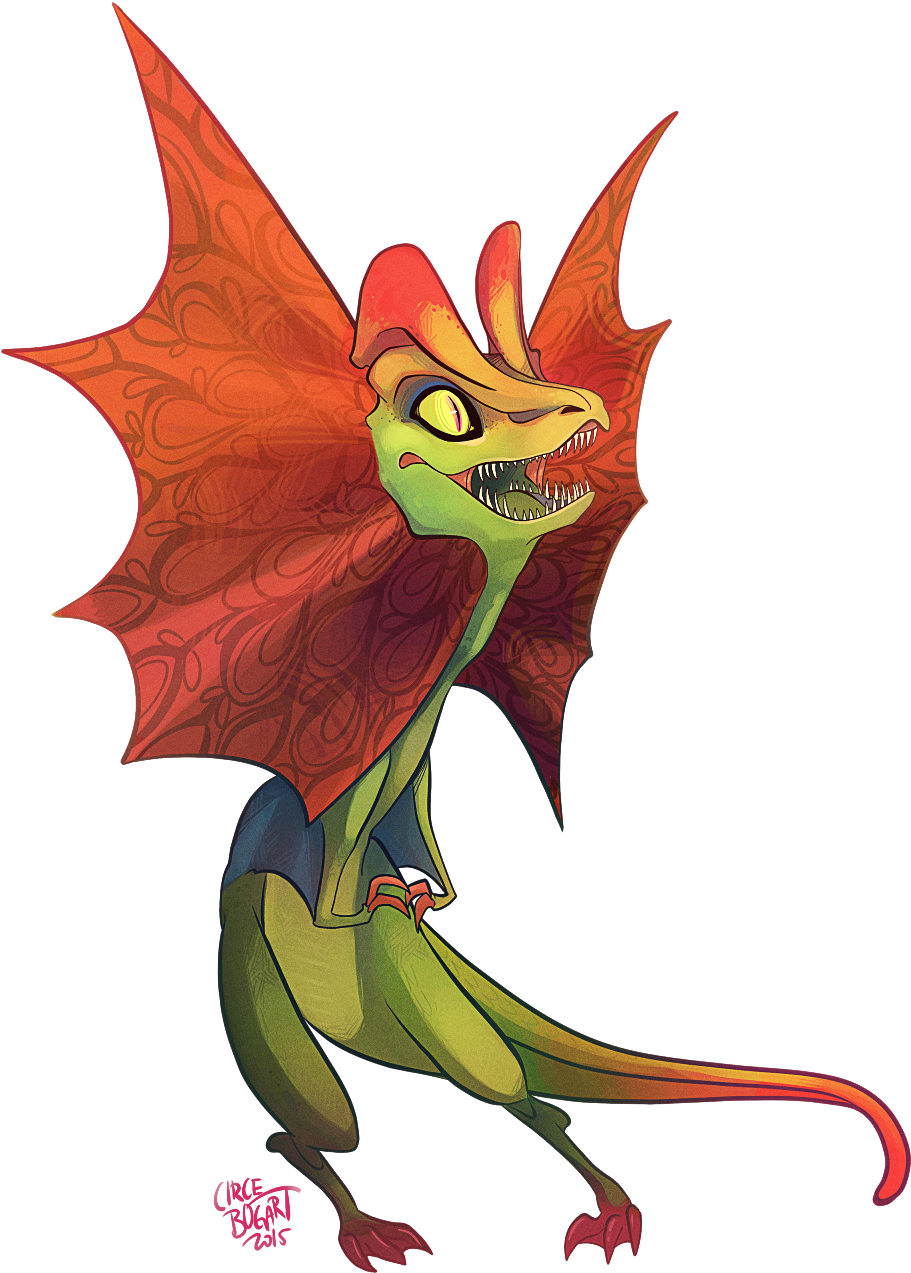 Jurassic Park Clipart Carnage - Jurassic Park Dilophosaurus Fan Art - Png Download (976x1374), Png Download