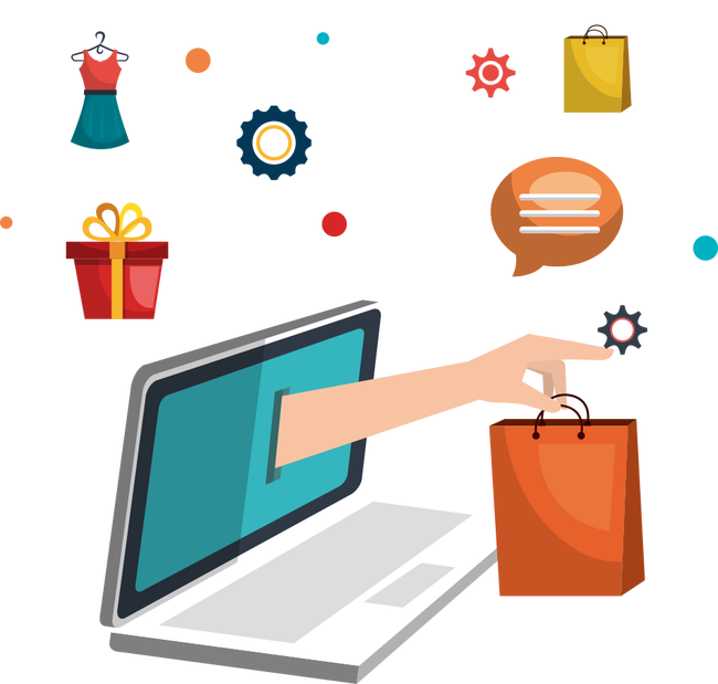 Iphone Clipart Facebook - Online Shopping Flat Design - Png Download (650x619), Png Download