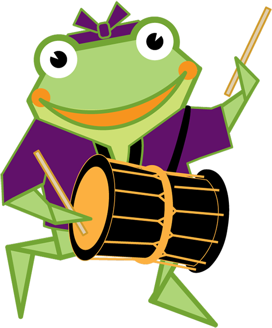 Kaeru Playing Okedo Taiko - Taiko Clipart (600x703), Png Download