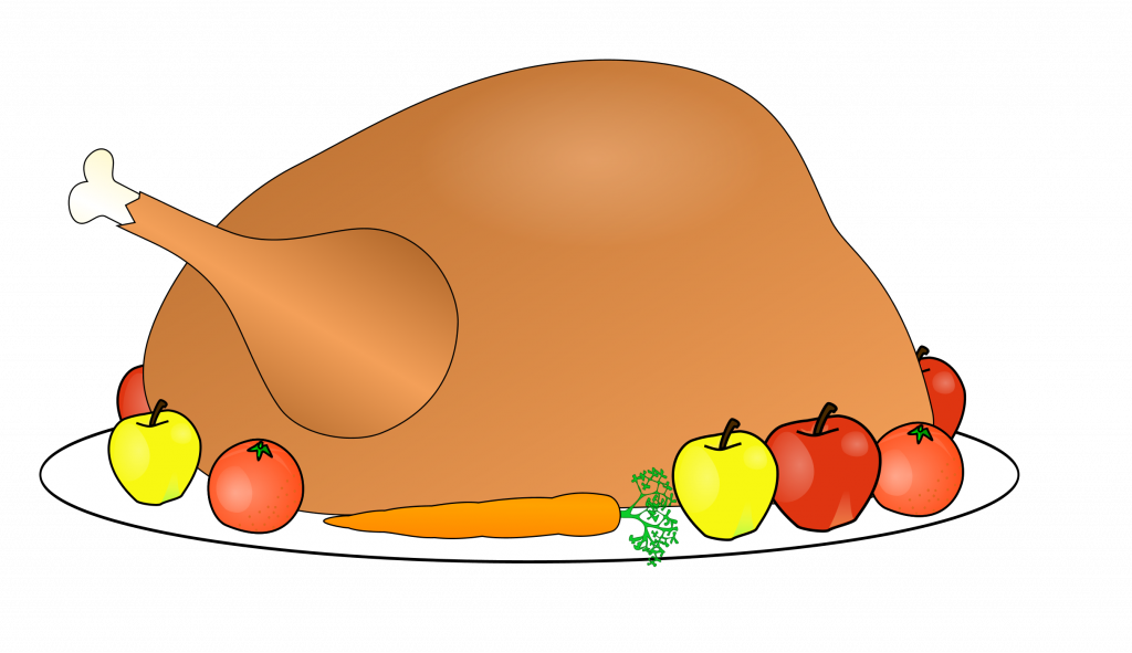 Happy Thanksgiving Clipart - Turkey Thanksgiving Meal Clipart - Png Download (1024x591), Png Download