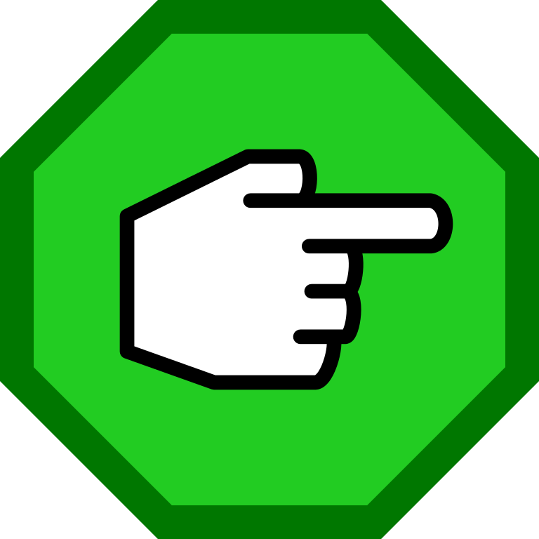 Right-pointing Hand In Green Octagon - Png Start Clipart (768x768), Png Download