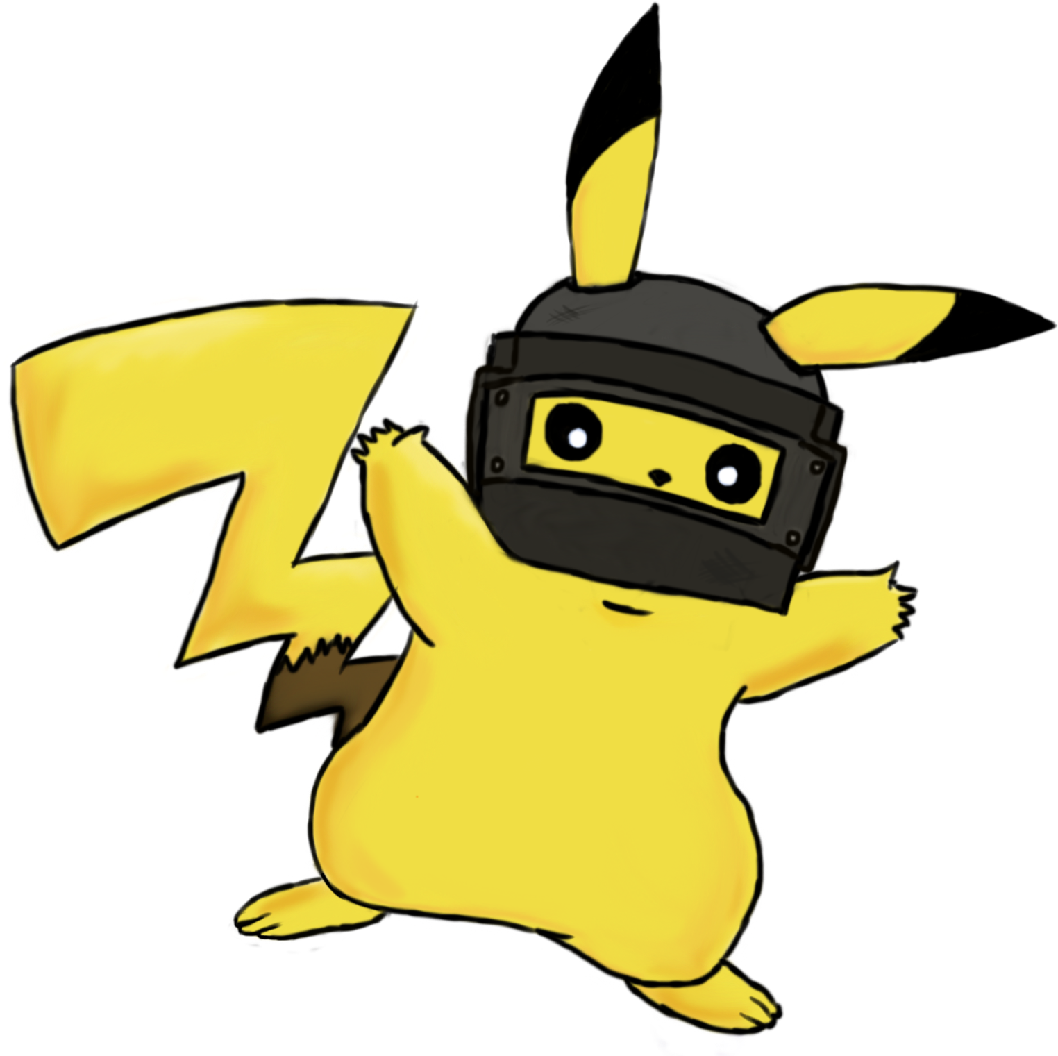 Pikachu With A Level 3 Pubg Helmet - Pubg Level 3 Helmet Drawing Clipart (1535x1535), Png Download