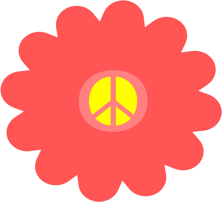 Peace Symbol Peace Sign Flower 1 4 Coloring Book Colouring - 1970's Flower Power Clipart (777x770), Png Download