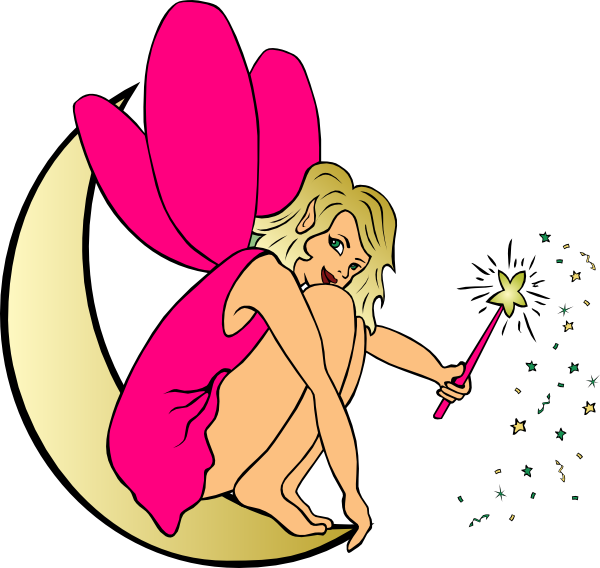 Pink Fairy On Moon Clip Art At Clker - Fairy - Png Download (600x568), Png Download
