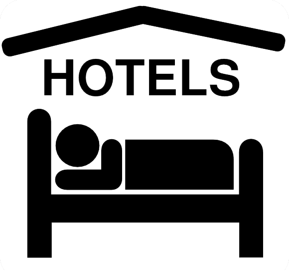 Hotel Sleeping Accomodation Clip Art Black White Hi - Hotel Symbol - Png Download (580x543), Png Download