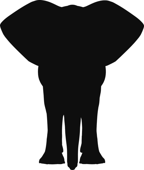 Silhouette Of An Elephant Clipart (611x720), Png Download