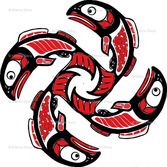 Image Result For Salmon Native Art - West Coast Aboriginal Art Clipart (584x584), Png Download