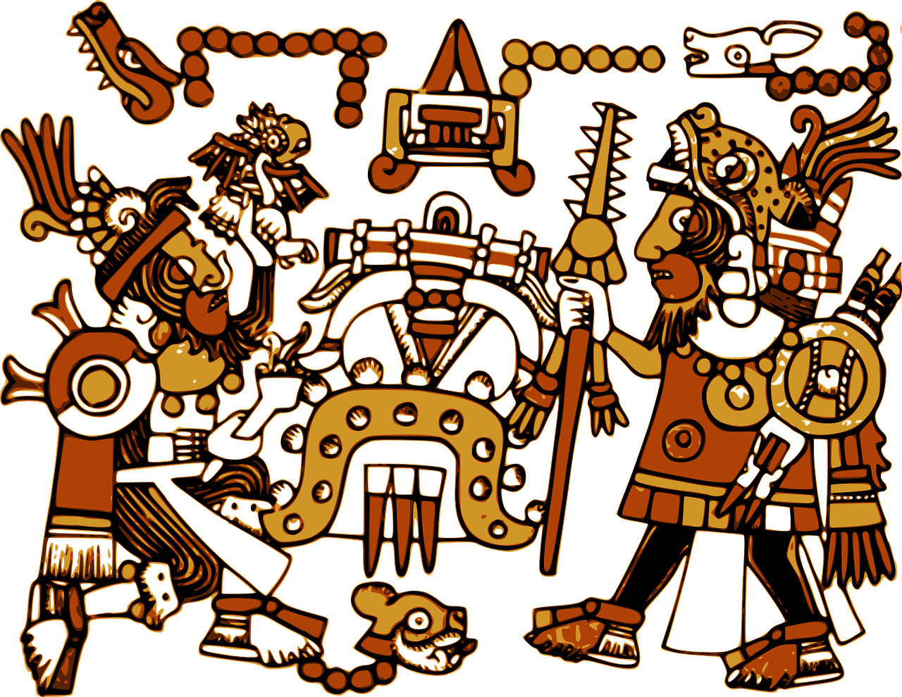 Aztec Character Design - Cultura Mixteca Clipart (1280x990), Png Download
