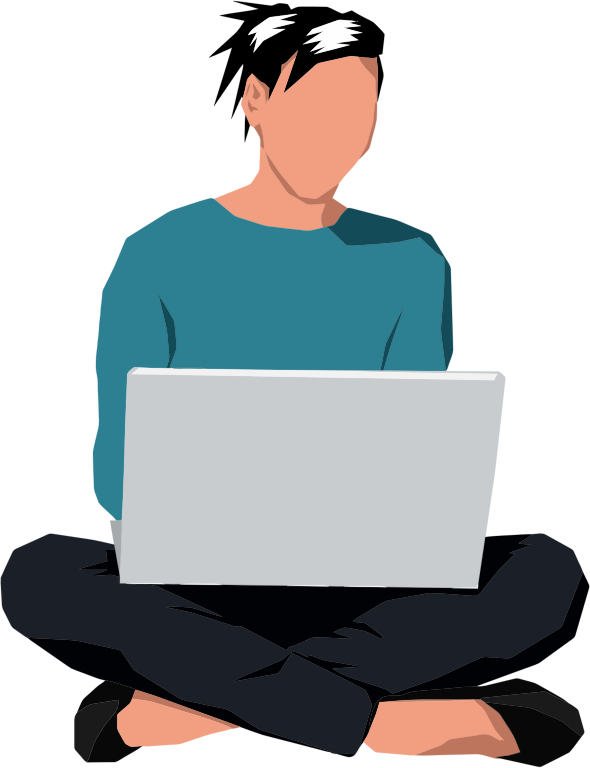 Laptop Manspreading Sitting Can Stock Photo - Person Behind Laptop Clipart - Png Download (577x750), Png Download