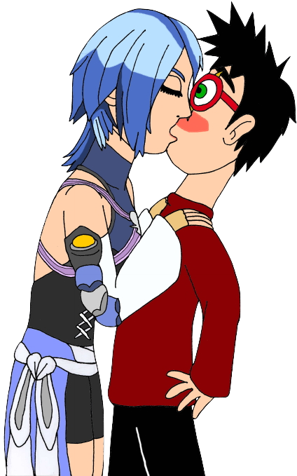 Jeffrey And Aqua Kiss - Wiki Clipart (522x724), Png Download