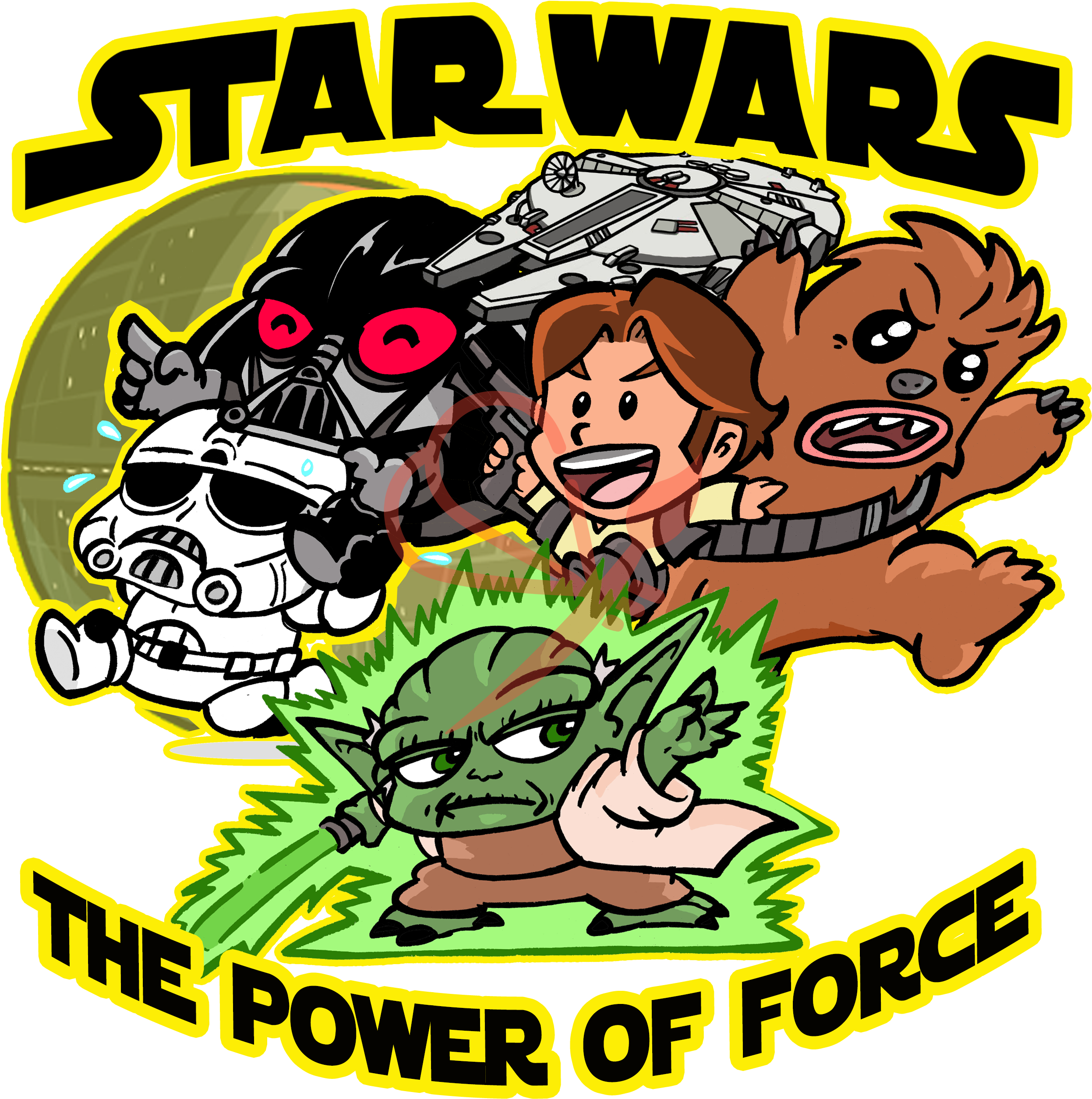 Parodia Kawai Star Wars The Power Of Force, Han Solo, - Star Wars Clipart (2577x2577), Png Download