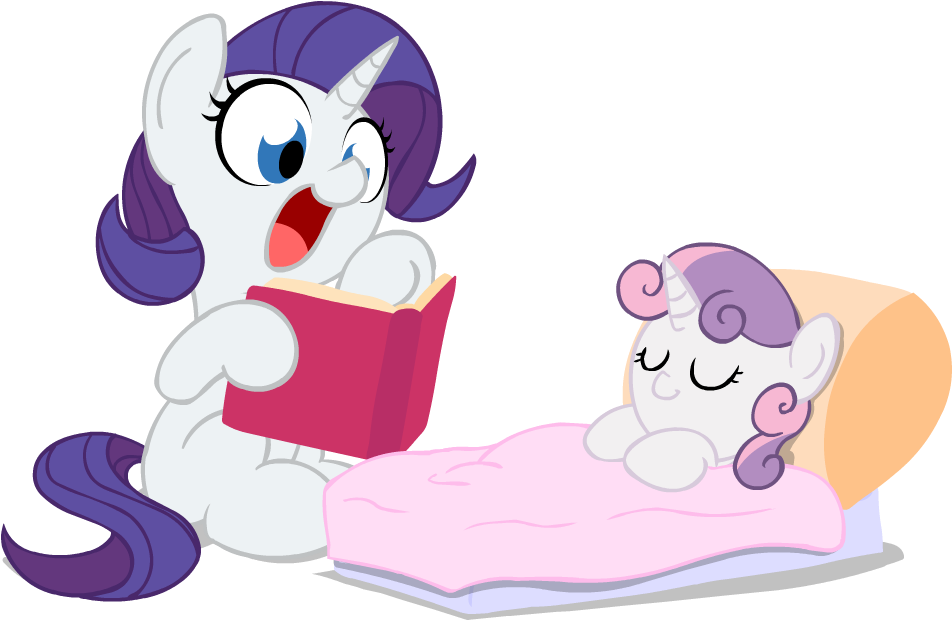 Mrponiator, Bed, Bedtime Story, Cute, Foal, Raribetes, - Rarity Clipart (951x632), Png Download