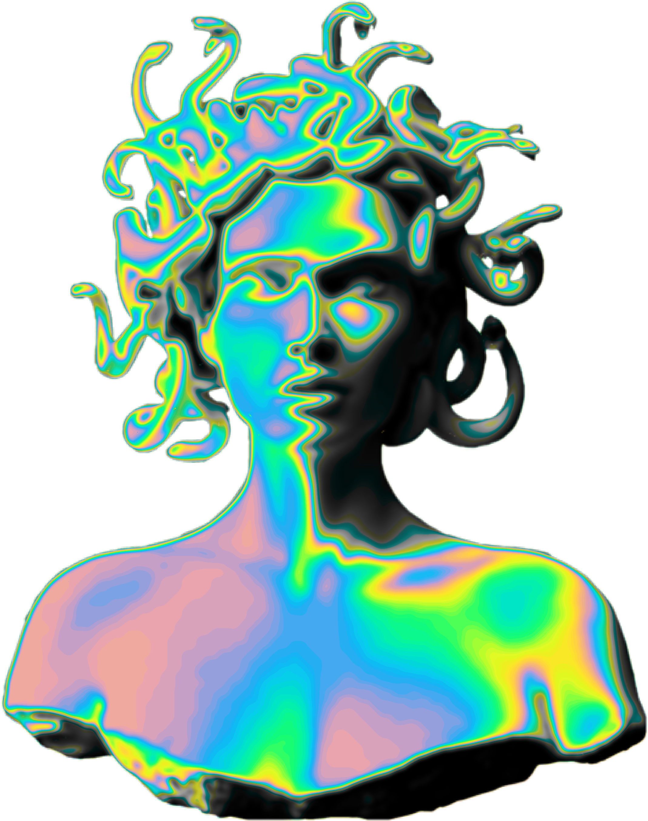 Holo Holographic Vaporwave Aesthetic Medusa Sculpture - Gorgon City - Sirens (music Cd) Clipart (1024x1024), Png Download