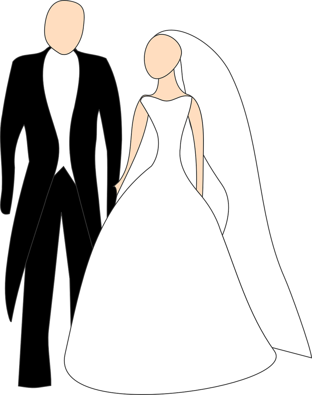 Wedding, Bride Broom Wedding Dress Smoking Marriage - Bride & Groom Clipart Free - Png Download (1010x1280), Png Download