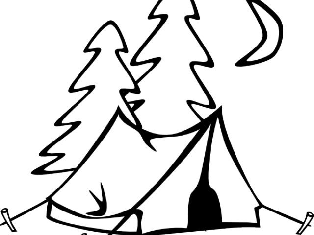 Camp Clipart Outline - Tent Clip Art Black And White - Png Download (640x480), Png Download