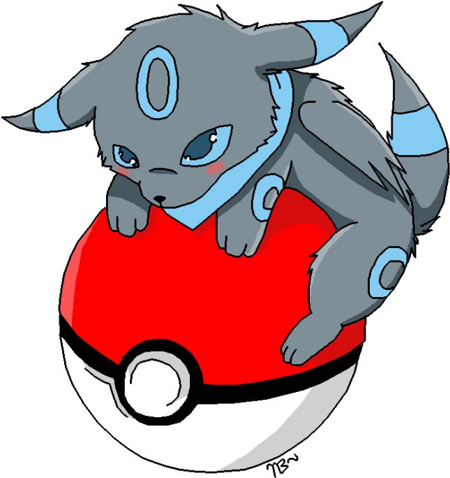 Nova Blue The Shiny Umbreon's Pokeball - Chibi Pokeball Clipart (852x800), Png Download