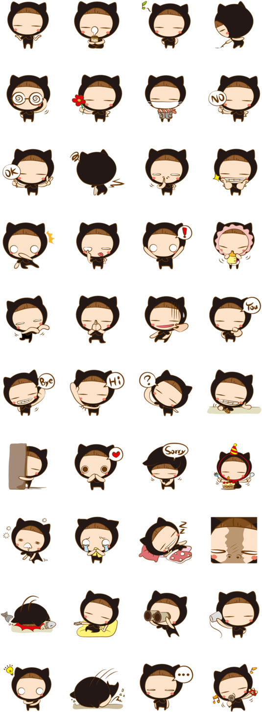 Like Wearing A Black Cat Installed, Has Been Tightlipped - Gambaran Sticker Cherry Coco Unyu Clipart (562x1500), Png Download