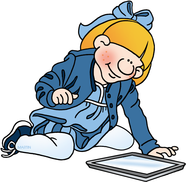 Young Girl With Tablet - Internet Clipart (648x614), Png Download