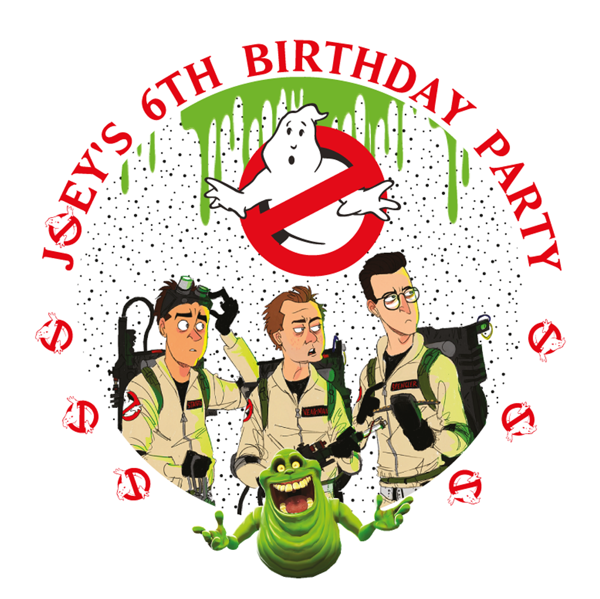 Ghostbusters Party Box Stickers - Gghostbuster Series Of Characters Glass Necklace Pendant Clipart (1200x1200), Png Download