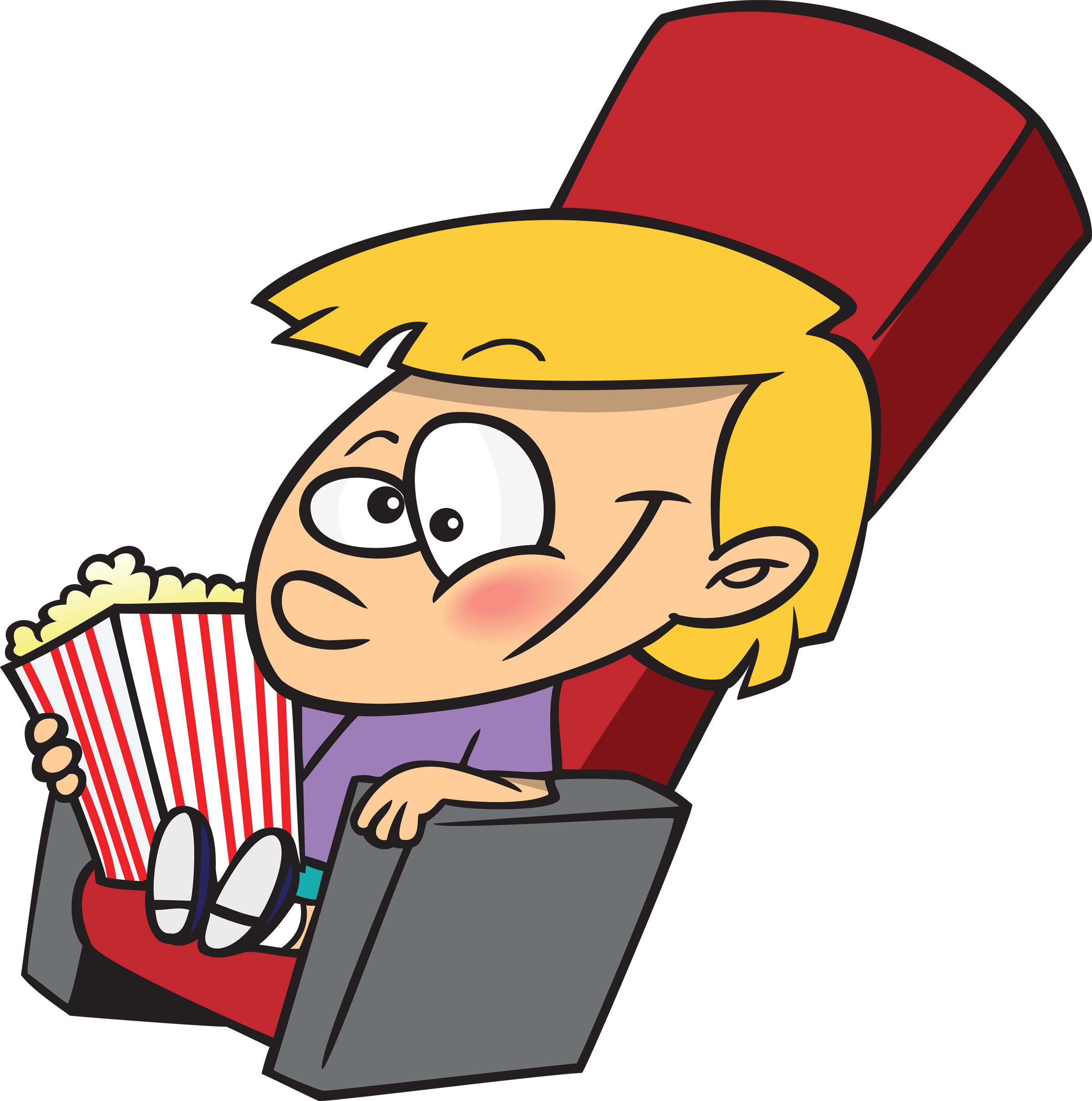 Movie Kid Fan Mascot - Cartoon Popcorn And Movie Clipart (2400x2420), Png Download