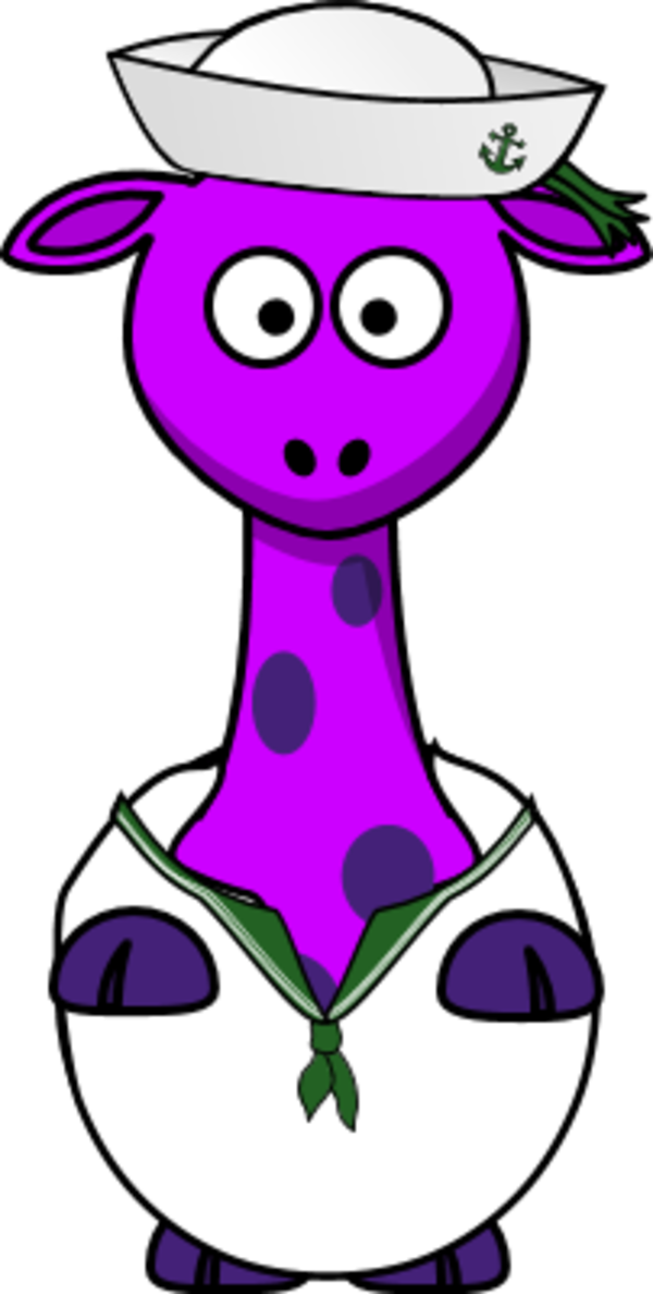 Navy Sailor Giraffe - Sailor Giraffe Cartoon Shower Curtain Clipart (600x1188), Png Download